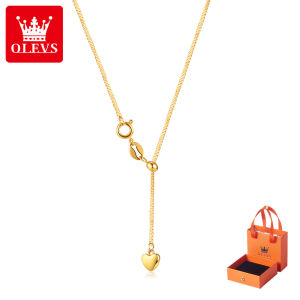 OLEVS womens necklace 18K gold light luxury korean style heart-shaped pendant fashion titanium steel necklace