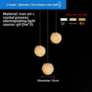 QIANYUE | Luxury Crystal Bedside Pendant Light