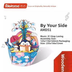 ROKR Wooden Music Box DIY Handmade Musical Instrument Puzzle Birthday Valentines Day Gift Harmonious Piano Cello Melody