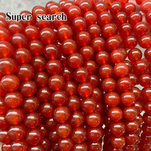 7A Grade Red Agate Chalcedony Loose Beads round DIY Handmade Bracelet Necklace Earring Smooth Buddha Bead Stringing Jewelry
