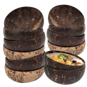 1 Bộ dừa tự nhiên Bát thìa gỗ tố bát đựng sa lát Acai bát bột yến mạch sữa chua Bát Bộ đồ ăn nhà bếp trang trí tiệc