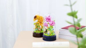 bonsai Building Blocks Flower Music Box Rose Sunflower Toys Creative DIY Birthday Gifts for Kids Decoration Table