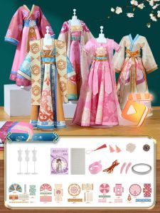 Traditional Tang Dynasty Girls Clothing Design DIY Handmade Toy Birthday Gift for Children Aged 5-12 Fabric Simulation Role-play Toy