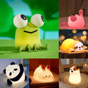 Kawaii สัตว์ LED โคมไฟตั้งโต๊ะเด็กวัยหัดเดิน Night Light ซิลิโคนของเล่นเด็กของขวัญห้องนอนโต๊ะข้างเตียงตกแต่งห้องชาร์จ Mood Light