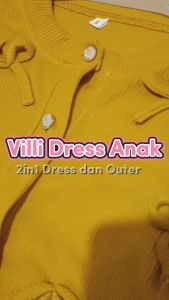 AYDA - Dress Anak Perempuan Villy 2in1 Dress + Outer / Cardigan Dress Anak Simple Style / Baju Anak