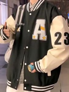 Korean Style Casual Baseball Jacket – Vintage Coffee Coat Aesthetic Leisure Jacket for Couples and Everyday Wear