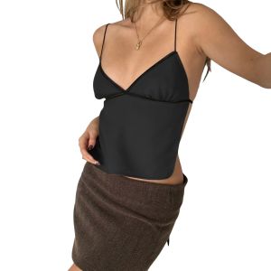 Summer Lace up Thin Shoulder Strap Camisole Summer Open Back Camisole