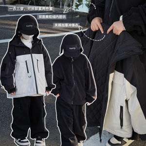 Boys Three-in-One Detachable Fleece Lined Cotton Jacket Winter Coat Warm Stylish Baby Boys Autumn Winter Clothes Childrens Fashion