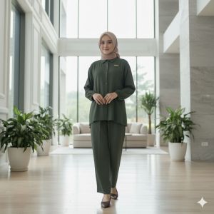 setelan wanita dewasa one set bahan rayon twill jatuh dan adem Calista one set