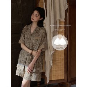 Couples Summer Cotton Short Sleeve Pajamas Set