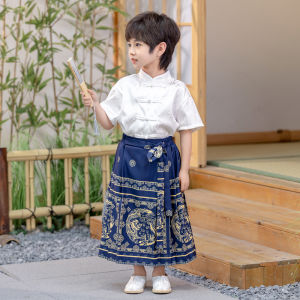 Horse-Face Skirt Girls Han Chinese Costume Brother and Sister Suit Chinese Ancient Style Handsome Chinese Classics Suit Summer New Chinese National Style Childrens Costume