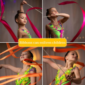 ZEO 2m/3.6m Colorful Dance Ribbon Art Gymnastic Gym Ribbons Ballet Streamer Twirling Rod Stick For Training
