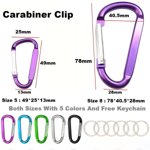 Large Carabiners Keychain 3"Aluminum D Shape Premium Durable D-Ring Clip Hook Camping Accessories Snap Link Key Chain Durable