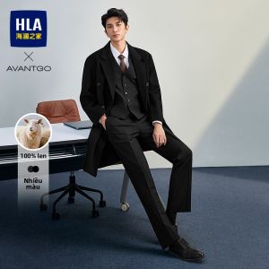 HLA | Áo Khoác Nam Dài Trung Bình Một Hàng Cúc Len