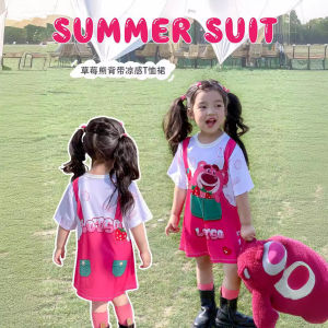 Váy Trẻ Em Hình Gấu Dâu Tây Dễ Thương Mùa Hè Mới Cho Bé Gái Váy Trẻ Em Thời Trang Thường Ngày Bằng Vải Polyester Ngắn Tay