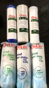 Bộ 3 lõi lọc nước Belife số 1 2 3 dùng cho máy lọc nước gia đình loại bỏ cặn bẩn & Clo
