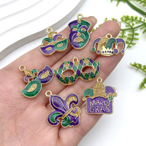 Bộ 10/12 Chiếc Bùa Ngày Thánh Patrick - Mũ Mặt Nạ Và Lông Vũ Hình Cỏ Bốn Lá Được Vẽ Bằng Kỹ Thuật Nhỏ Giọt Hợp Kim Kim Loại Phụ Kiện Thủ Công Tự Làm