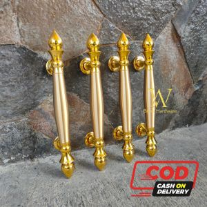 Handle Pintu Rumah Kuningan Antik Motif Sawo Gold 30 cm 4 pcs