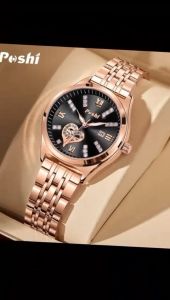 Poshi Jam Tangan Wanita Mode Bisnis Display Kuarsa Tanggal Otomatis Jam Tangan Cewek Anti Air