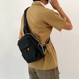 Túi Đeo Chéo Đeo Ngực HULI Nam Nữ Chống Thấm Nước Da PU Cao Cấp Đi Làm Đi Chơi Nhiều Ngăn T24