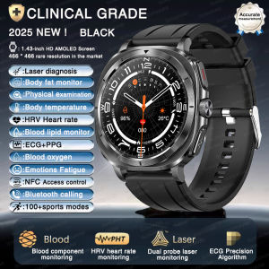 2025 Fashion New Expert level Health Smart Watch Men ECG+PPG Laser Monitor Uric Acid Blood Fat Blood Pressure NFC HD Call Watch