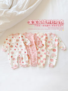 เสื้อคาร์ดิแกนสำหรับเด็กผู้หญิงรอมเปอร์สูทแขนยาวให้ความอบอุ่นชุดคลานบุขนสำหรับเด็กแรกเกิดชุดจั๊มสูทชุดฤดูใบไม้ร่วงและฤดูหนาวสำหรับเด็กเล็กใส่ไปข้างนอก