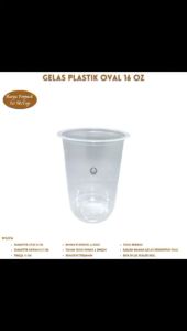 Gelas Oval 16 Oz Gelas 16 Oz Gelas Plastik (Isi 50 Pcs--WGO16)