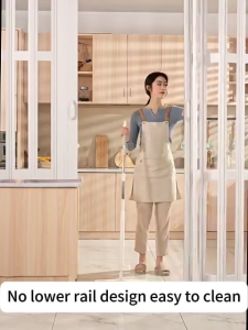 Nitool PVC Folding Door Sliding Door Indoor Bathroom Kitchen Balcony Store Partition Glass Door Partition Track Door