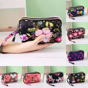 GOODOO ผู้ถือบัตร กระเป๋าถือขนาดเล็ก กระเป๋าใส่เหรียญ ผ้าใบกันน้ำ กระเป๋าโทรศัพท์มือถือ คลัตช์เล็ก กระเป๋าสตางค์ดอกไม้ผู้หญิง