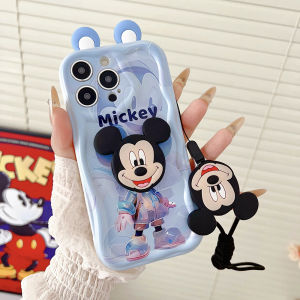 EC เคสขอบคลื่นนิ่มสำหรับ Samsung Galaxy S22 S23 S25 S24บวกกับขอบ S25หู3D การ์ตูนหนูพิเศษ20พร้อมสายคล้องเคสโทรศัพท์คู่รักน่ารักกันกระแทก