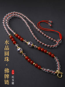 สร้อยคอจี้คริสตัลอาเกตสีแดงแบบปรับได้ 60ซม สร้อยคอเครื่องรางพุทธศาสนา ทังกา ดีไซน์ เครื่องประดับแฟชั่น