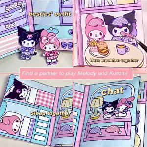 Sanrio DIY หนังสือเงียบ ทำนองและ Kuromi ย่อยสลายแพคเกจ วัสดุเด็ด เล่นการศึกษาน่ารัก ของคู่เกี่ยวกับวัน