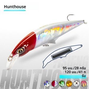 เหยื่อปลอม Hunthouse Original G-control Minnow Wobblers แบบจมน้ำช้า ขนาด 95 มม. น้ำหนัก 28 กรัม สำหรับตกปลาในน้ำเค็ม ปลาเทราต์ รุ่น LW403