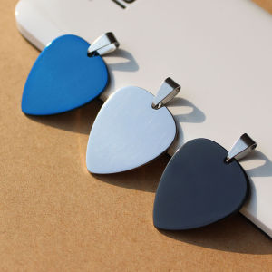 Titanium Steel Guitar Pick Necklace Pendant Mens Style Engraved Durable Fashion Jewelry Original Design Couples Gift