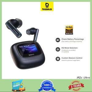 Baseus M2s Ultra Wireless Headphones Smart Screen 52dB Noise Cancelling Headphones Bluetooth 5.4 Spatial 3D Audio Headphones