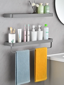 MEIDOO Gray toilet rack free-punch bathroom towel rack wall-mounted toilet washstand shower gel storage shelf