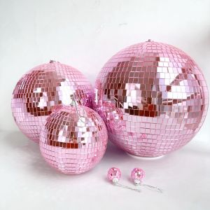 One Pack of 10-20cm Pink Reflective Mirror Balls Laser Balls Disco Balls for Valentines Day Chinese Valentines Day Various Festival Decorations Party Decorations Birthday and Wedding Decorations