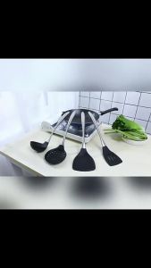 Xẻng chiên silicone chịu nhiệt cán inox 304 Vá canh vá có lổ vợt vớt mỳ ý chống trượt