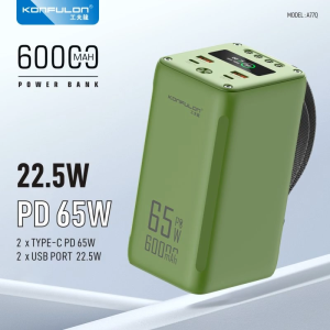 60000mAh Power Bank 65W PD Fast Charging with LED Light | USB-C Laptop Portable Charger
