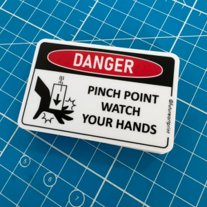 Danger Pinch Point Watch Your Hands. Squash Finger Risk Injury Hazard. Sticker Sign Safety Warning Caution Signage Label