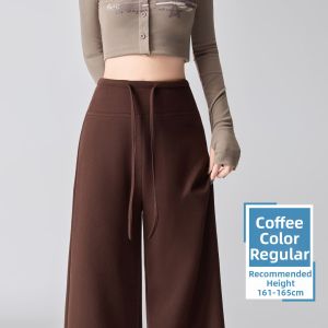 Brown High-Waist Stretchy Culottes
