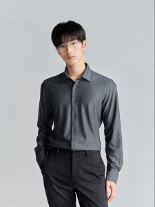 Mens Fall Business Casual Solid Shirt