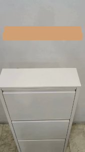 Modern Minimalist 3-Tier Metal Shoe Cabinet | Space-Saving Slim Shoe Rack Organizer for Entryway & Hallway (White)