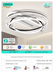 OSIZA | Bladeless Ceiling Light Fixture for Bedroom Whole House Modern Simple Design
