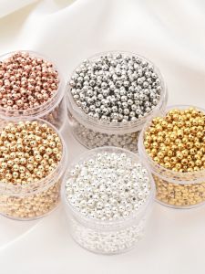 14K Gold-Plated Small Beads Loose Beads Handmade DIY Jewelry Material String Beads Gold-Plated Beads Bracelet Gold-Plated Beads