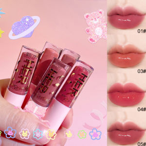 🔥Best Gift🔥Liptint with lip gloss original Dudu Jelly Glazed Mirror Water Lip Glaze 4 Color Liptint Long Lasting Waterproof Lip Tint Plumping Lip Gloss Liquid Lipstick Jelly Lip Gloss Lipstick