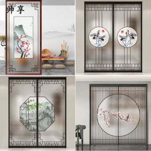 Chinese Landscape Pane Living Room Study Partition Frosted Static Glass Door Film Plum Blossoms Orchids Bamboo and Chrysanthemum Sliding Door Stickers