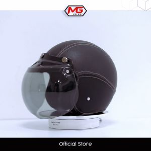 HELM BOGO RETRO ANAK PREMIUM 2 3 4 5 6 7 TAHUN POLOS FULL KULIT VISOR KACA CEMBUNG SNI LAKI LAKI PEREMPUAN BERANEKA WARNA COKLAT HITAM