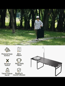 Meja lipat hidrolik ukuran 104CM/90CM meja lipat luar ruangan meja lipat portabel multifungsi