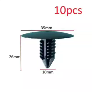 Set 10 đinh tán nhựa 10mm màu đen cho xe hơi Toyota VW Renault cho vòm bánh xe Mercedes-Benz chốt vít nhựa cho ô tô